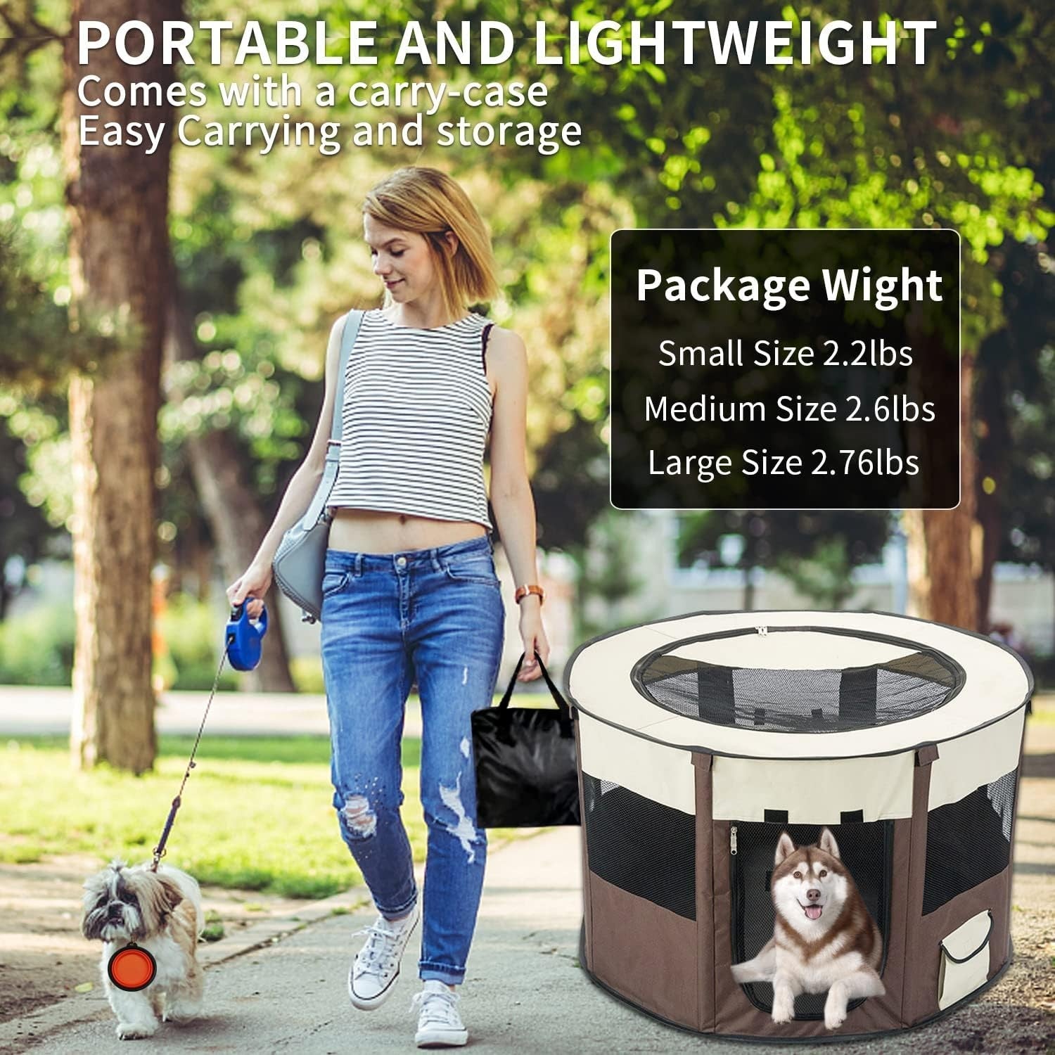 Foldable Dog Playpen Portable Cat Tent Puppy Crate Indoor Outdoor Blue M
