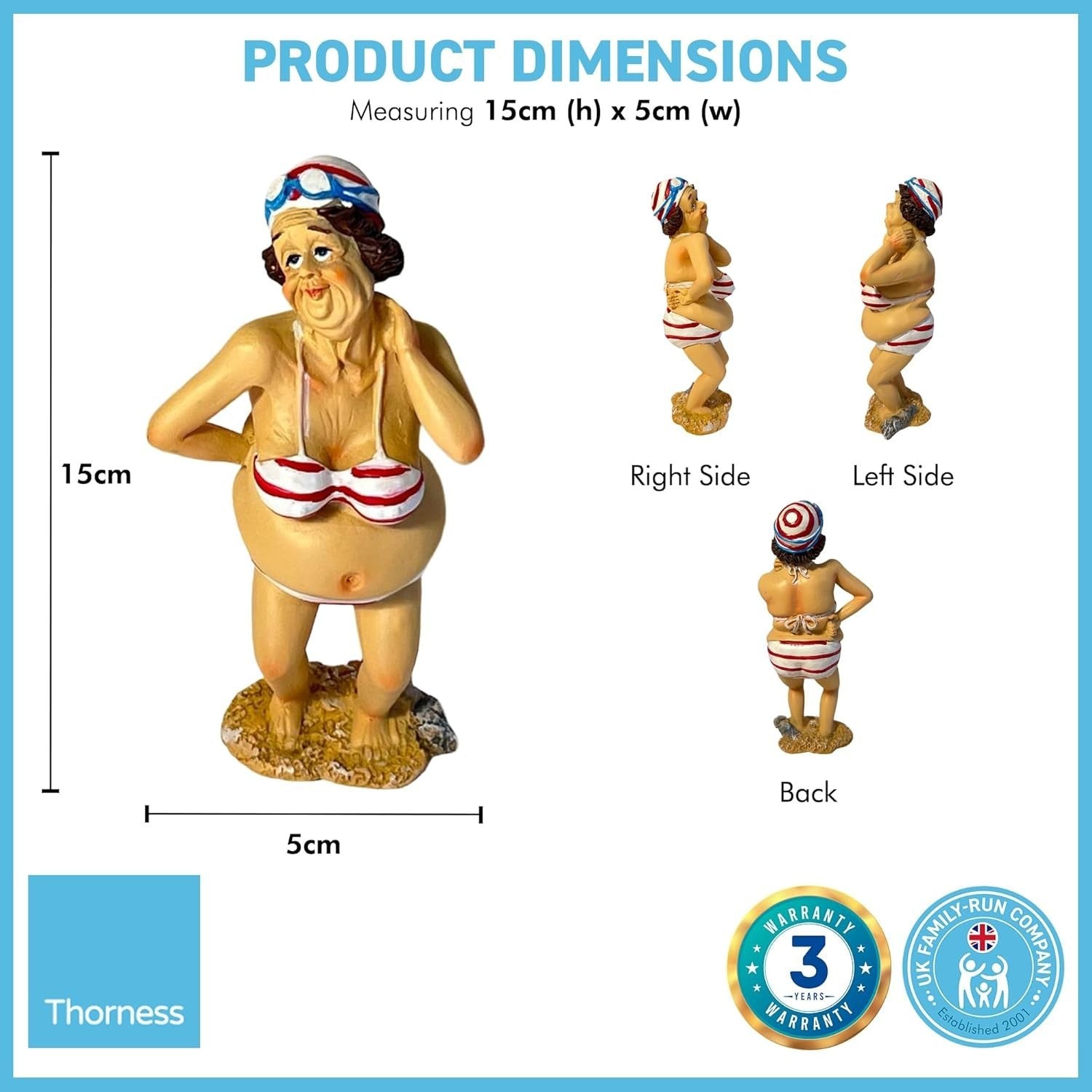 Funny Beach Lady Figurine | 15cm Swimmer Ornament | Bathroom Seaside Decor Gift