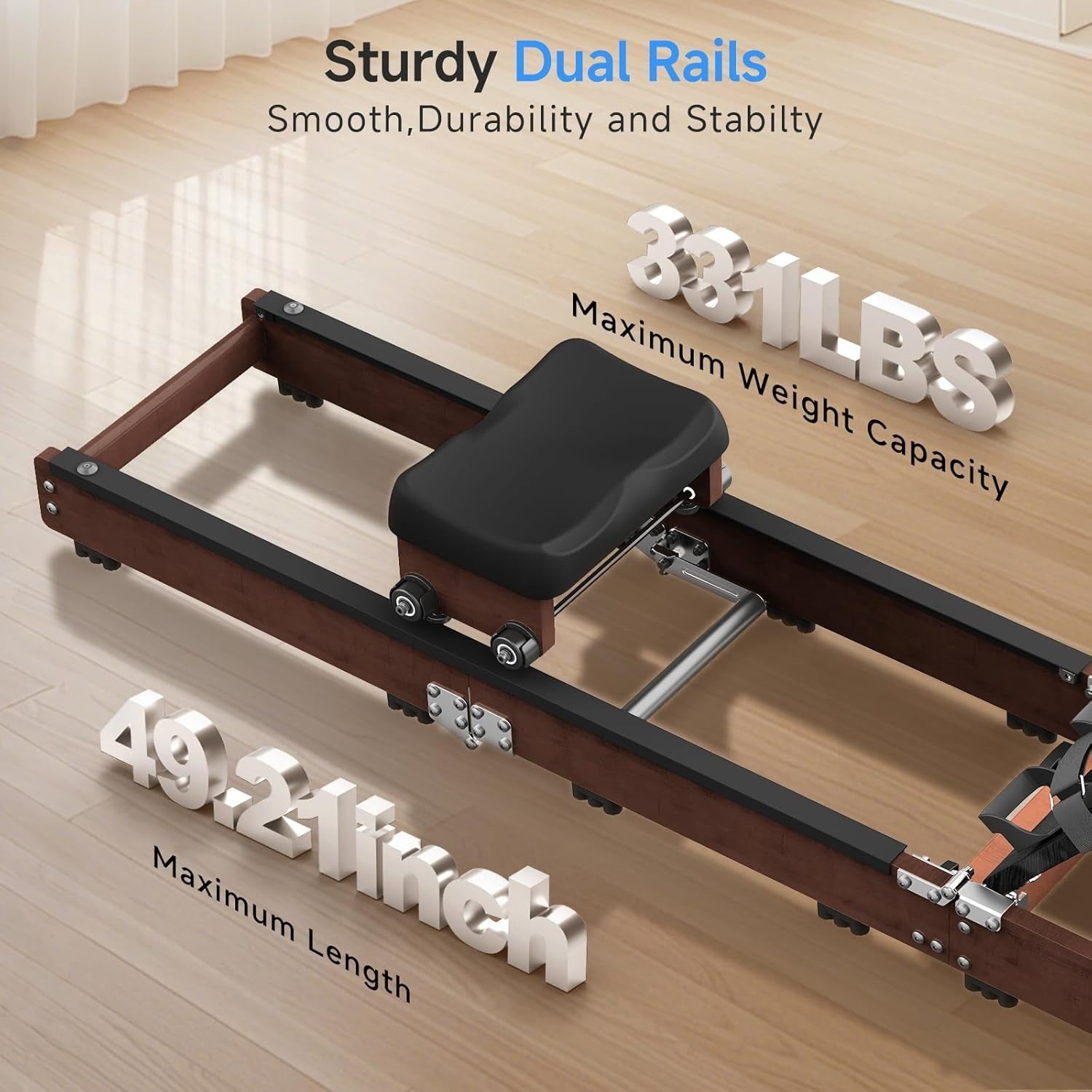 Triple-Fold Water & Magnetic Rowing Machine 32-Level Resistance App Rower 150KG