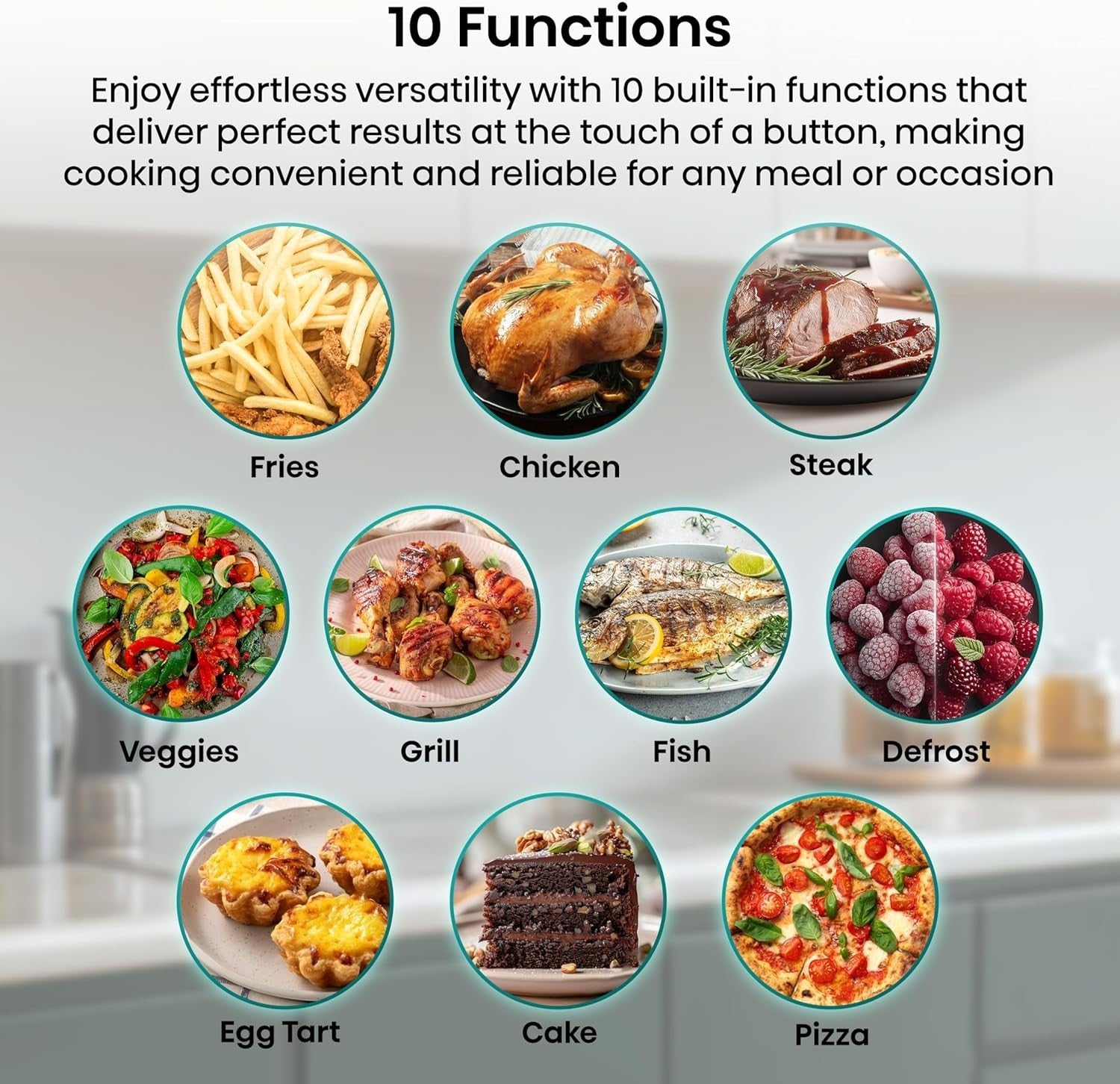 Large Air Fryer 6.3L | 10-in-1 Touch Display Fast Double Heat Healthy Cooker