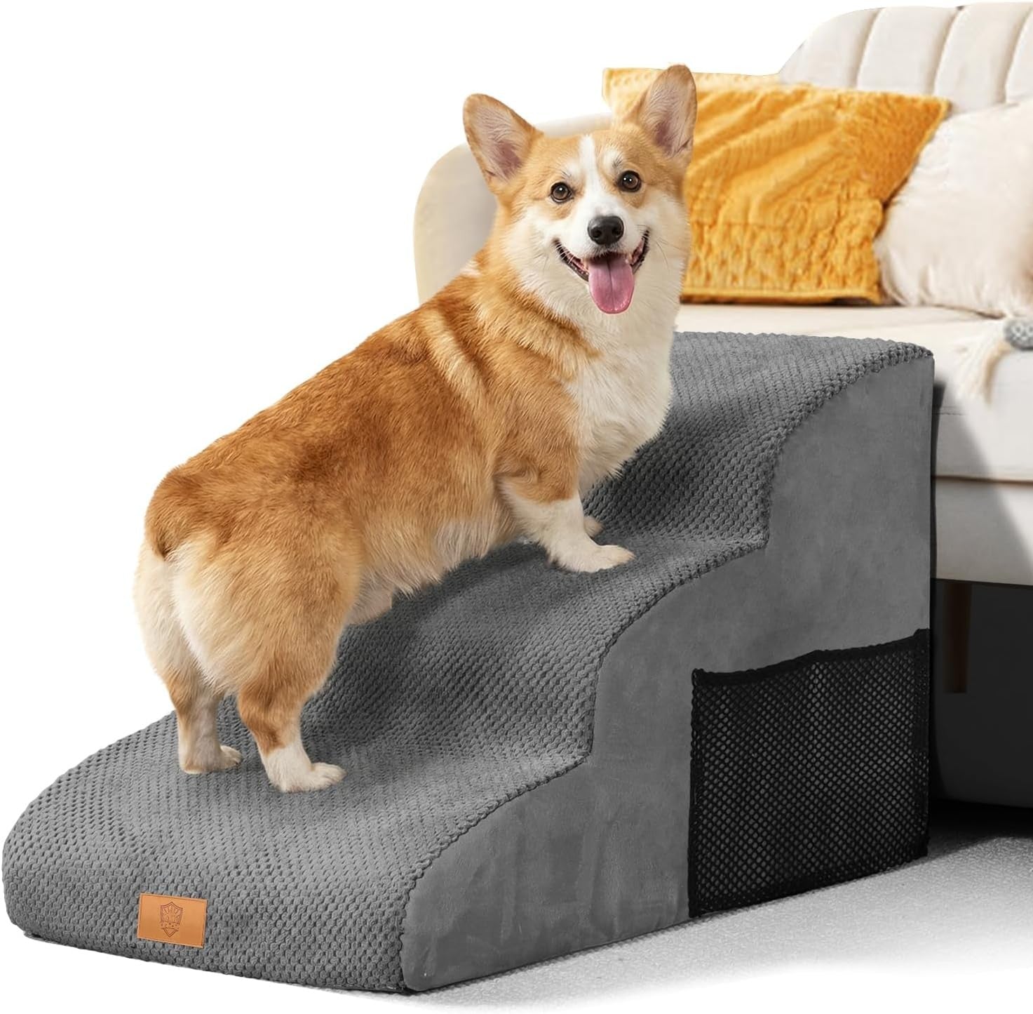 Masthome 3-Step Dog Stairs Bed Ramp Small Pets Non-Slip Foam
