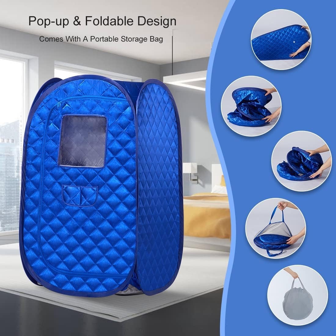 Portable Sauna Tent Foldable One Person Full Body Spa Detox Weight Loss Blue