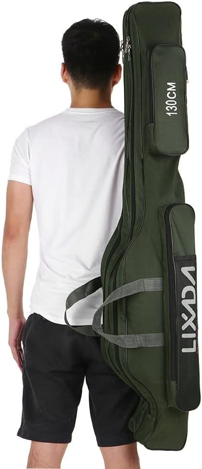 130cm Fishing Rod Reel Carry Bag 420D Waterproof Foldable