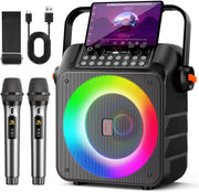Bluetooth Karaoke Machine with 2 Wireless Mics 6.5" Subwoofer LED