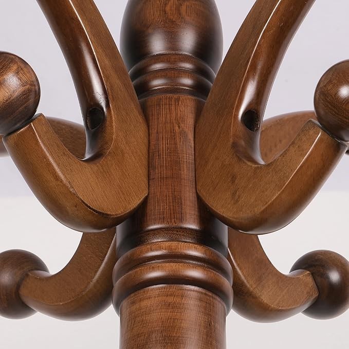 Ash Wood Coat Rack 200cm Freestanding 8 Hooks Vintage Hall Tree Stand