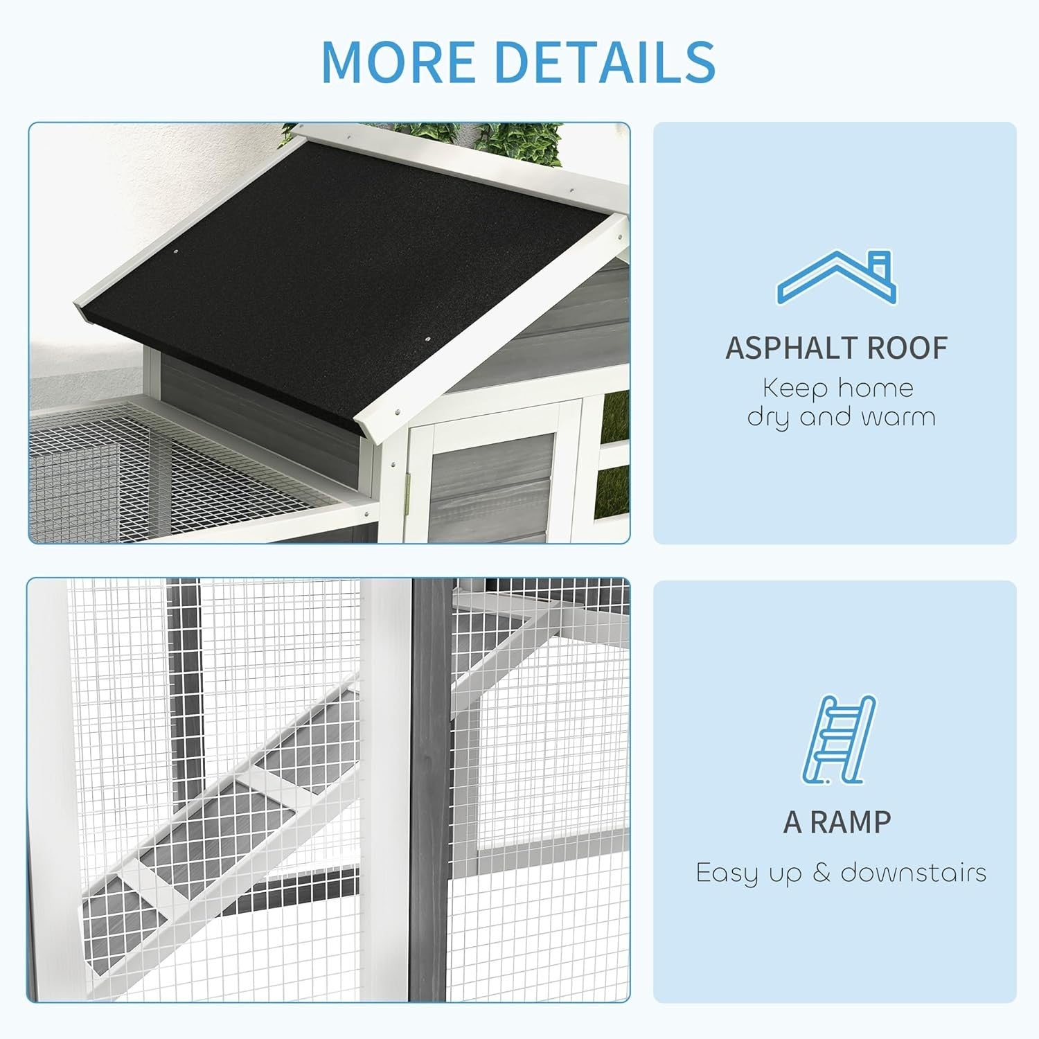 Outdoor Wooden Rabbit Hutch 2 Tier Run 124x63x93cm