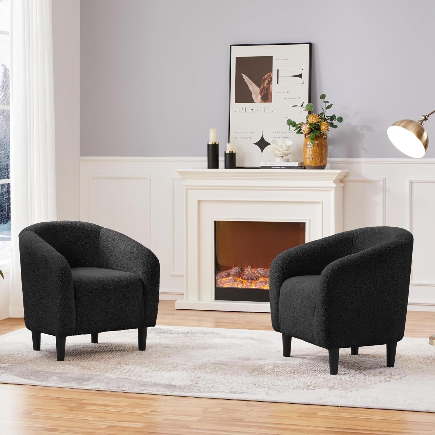 Cozy Tub Chair with Boucle Fabric Upholstery | Compact Accent Armchair