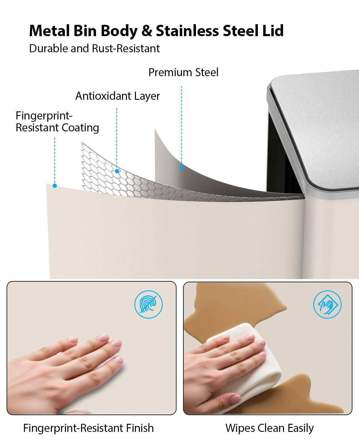 60L Double Kitchen Bin 2x30L Soft Close Recycling Beige