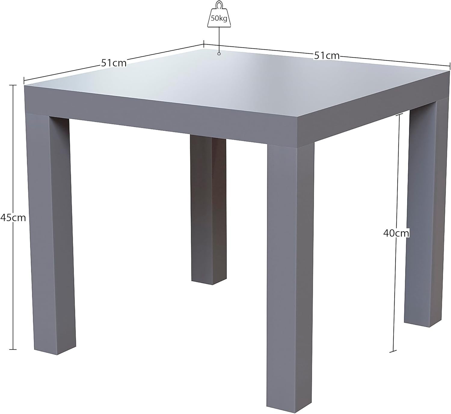 Modern Grey Square Side Table – Compact Lightweight End Table for Living Room