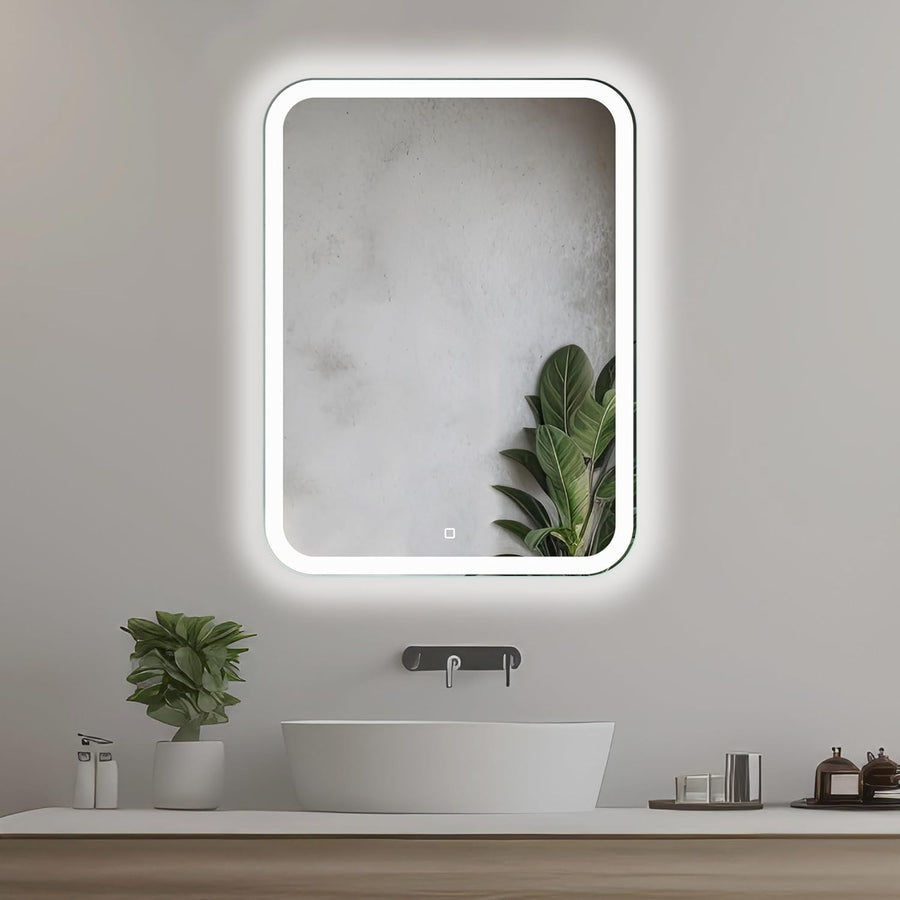 LED Bathroom Mirror 50x70cm Anti-Fog Touch Sensor, Natural White Glow