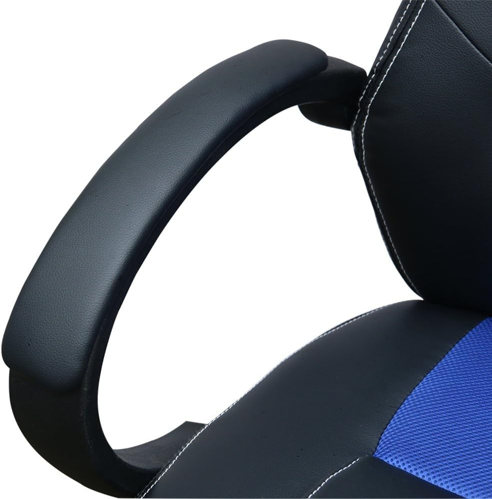 Racing Style Gaming Chair Blue PU Leather Ergonomic Swivel Desk