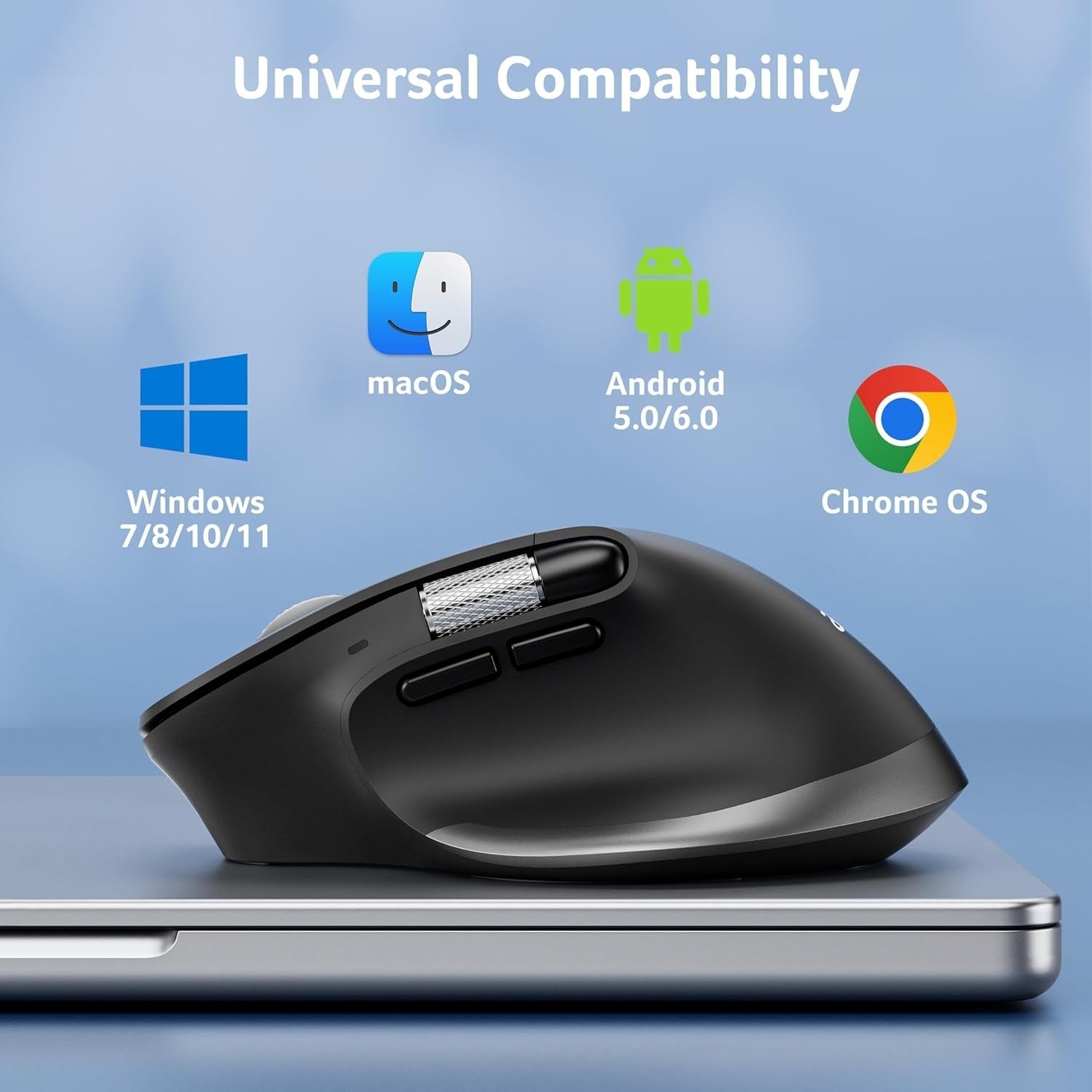 Ergonomic Wireless Mouse Side Scroll Bluetooth Dual Mode 4800 DPI Office