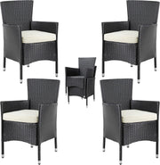 Luxury Rattan Patio Chairs Set of 4 Cushioned Stackable Outdoor Armchairs