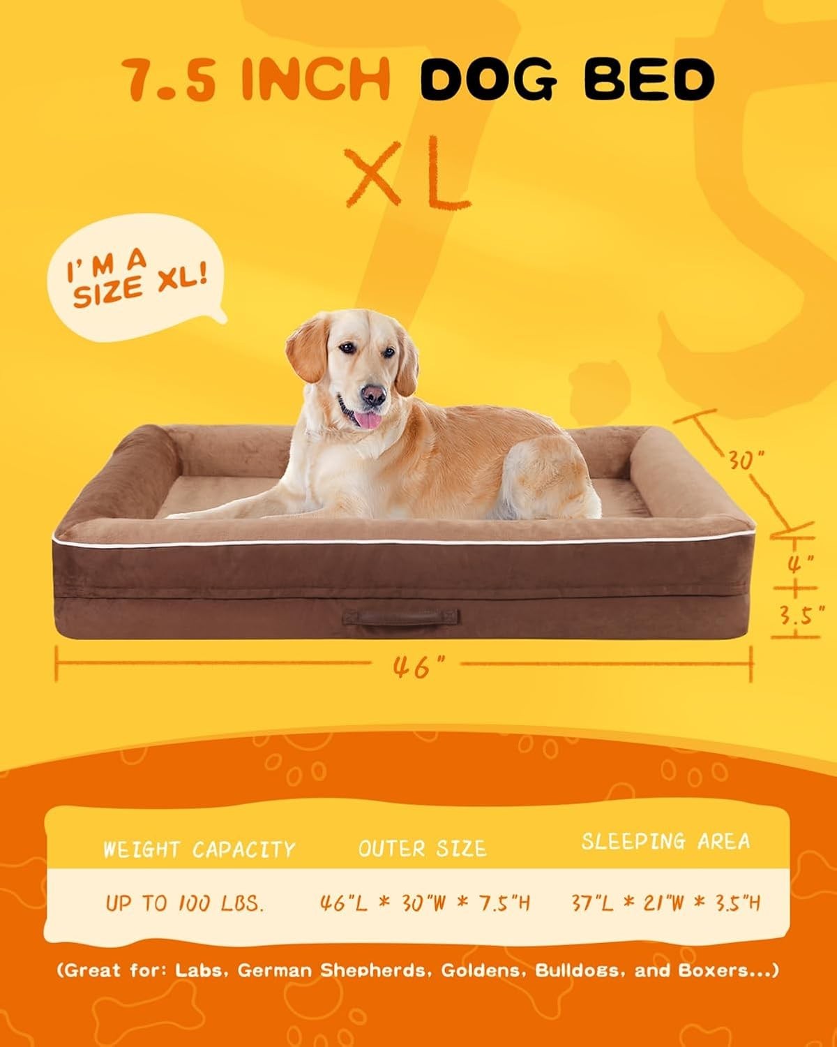XL Waterproof Orthopedic Dog Sofa Bed Washable 117x76cm