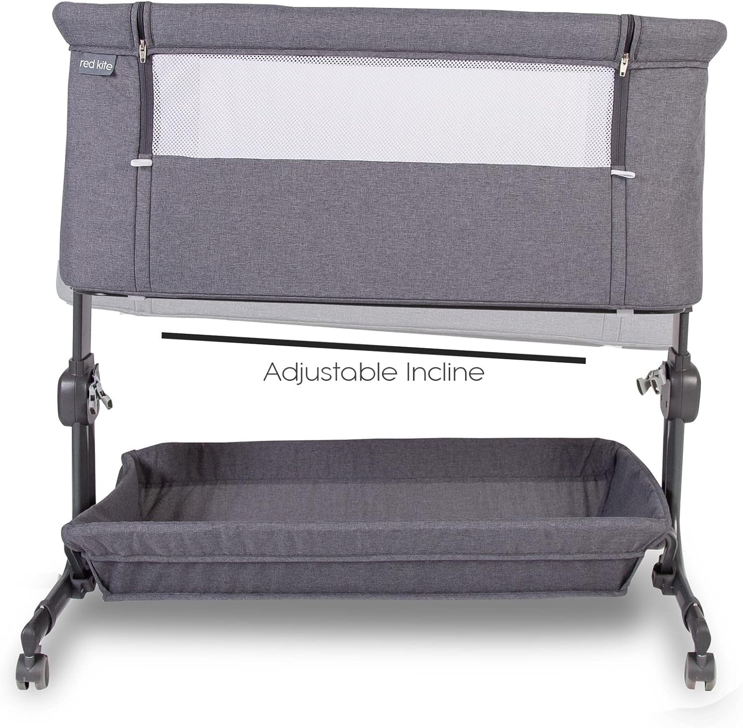 Bedside Baby Co-Sleeper Cot Adjustable Height Crib with Mattress Dark Grey