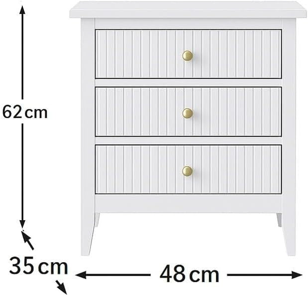 Set of 2 White 3 Drawer Bedside Tables | Modern Bedroom Nightstands