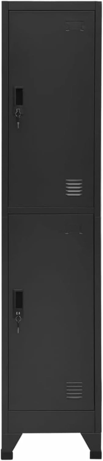 2 Door Metal Locker Cabinet Lockable Storage Cupboard Office Gym Anthracite