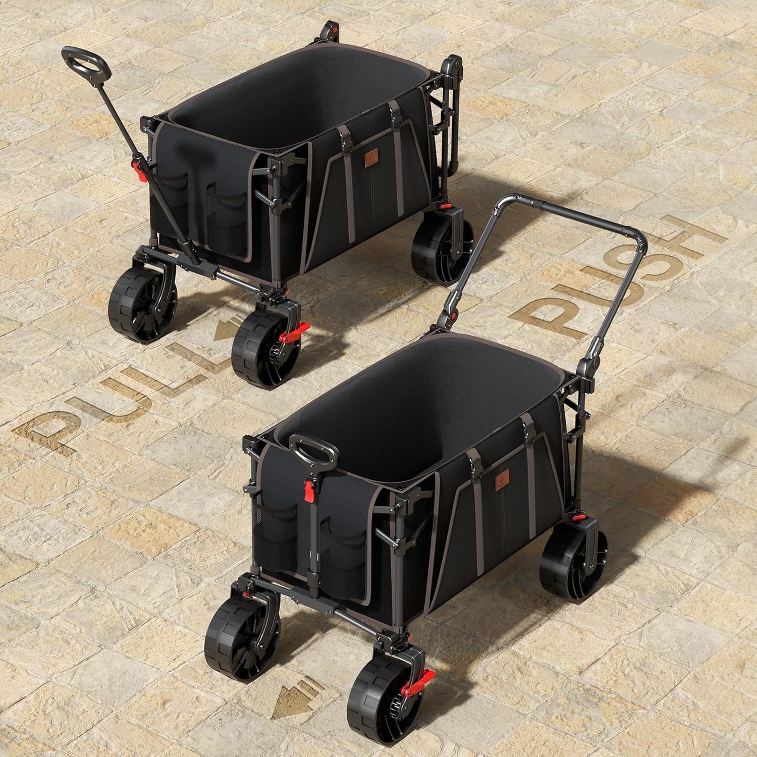 225L Folding Camping Wagon Trolley Heavy Duty Garden Cart with Canopy Wheels