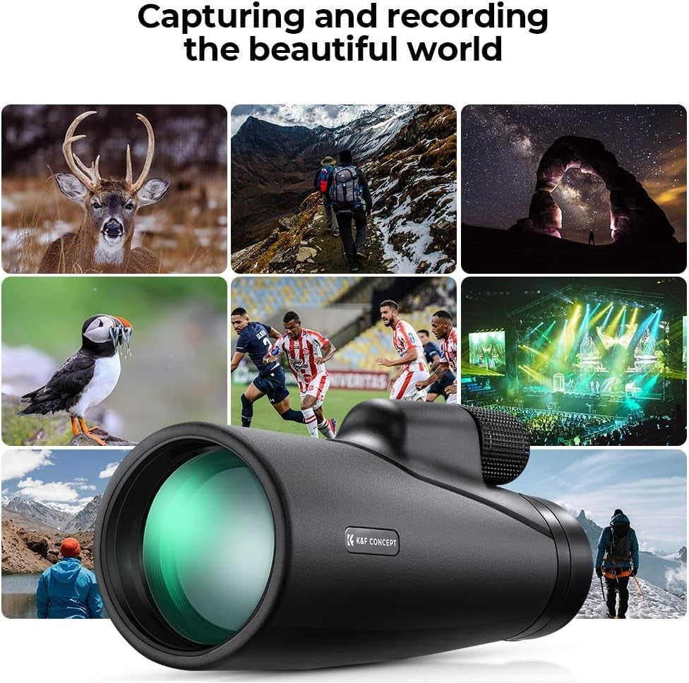 12X50 HD Waterproof Monocular BAK4 FMC Dual Focus – Compact Hiking Scope