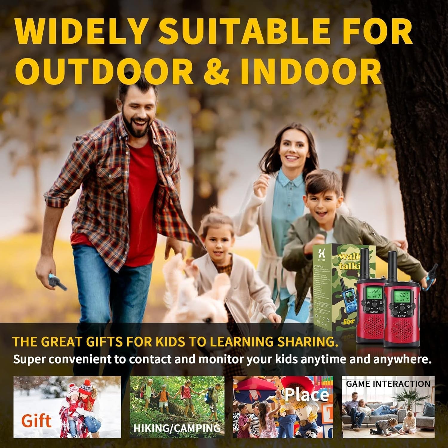 Kids Walkie Talkies 2 Way Radio 3 Mile Range 22 Channel Outdoor Toy Set