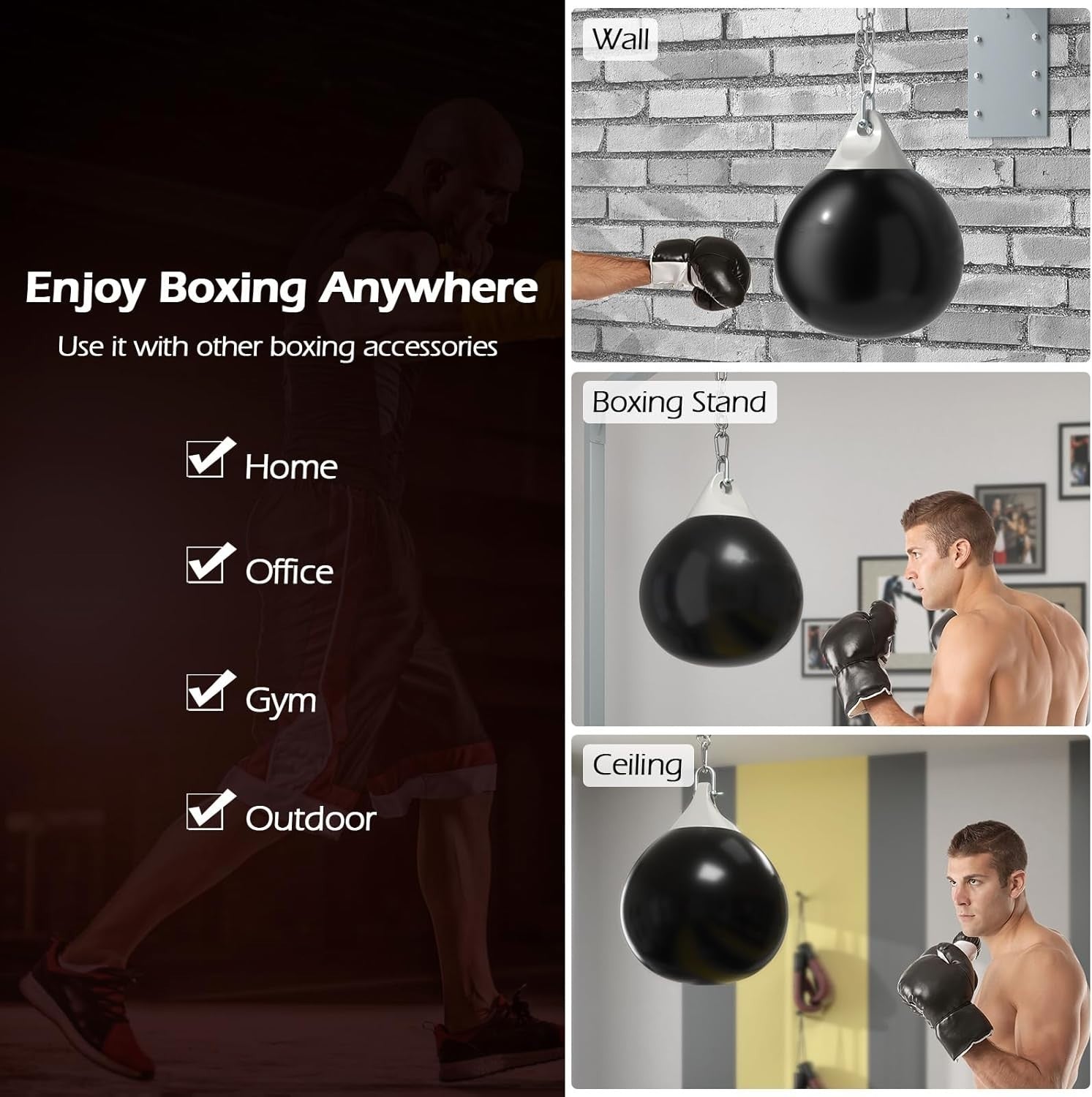 Water Filled Punching Bag Aqua Boxing MMA Training Quiet Impact