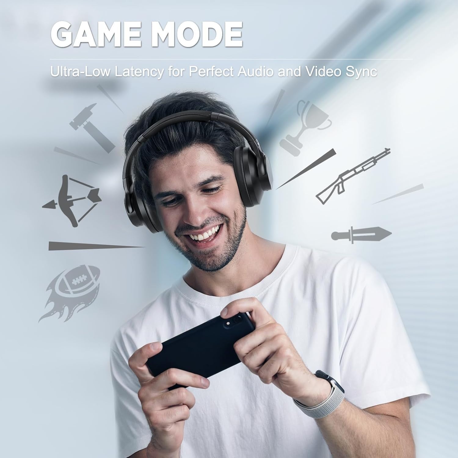 Wireless Bluetooth Headphones Over Ear Noise Cancelling 60H Battery