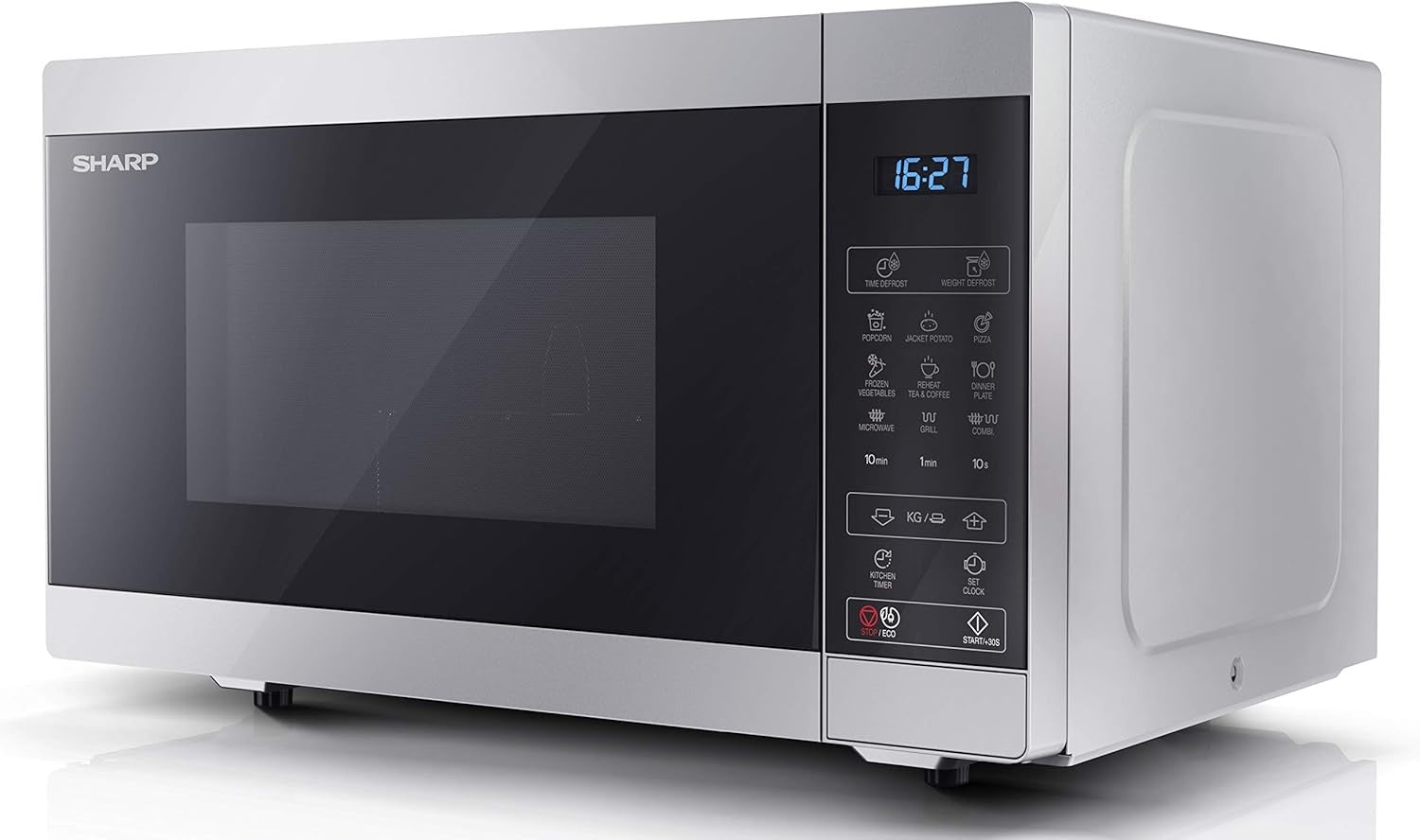 Silver 25L Digital Microwave 900W 1000W Grill 11 Power Levels