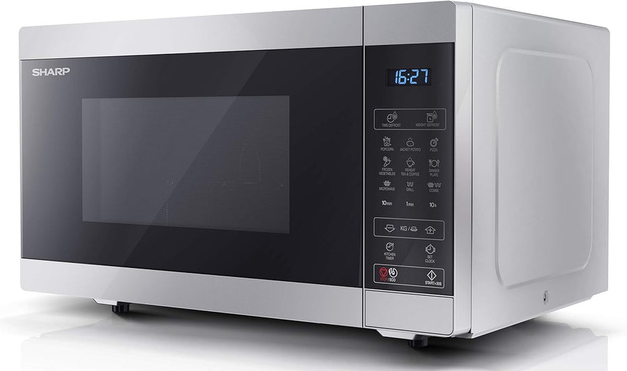 Silver 25L Digital Microwave 900W 1000W Grill 11 Power Levels