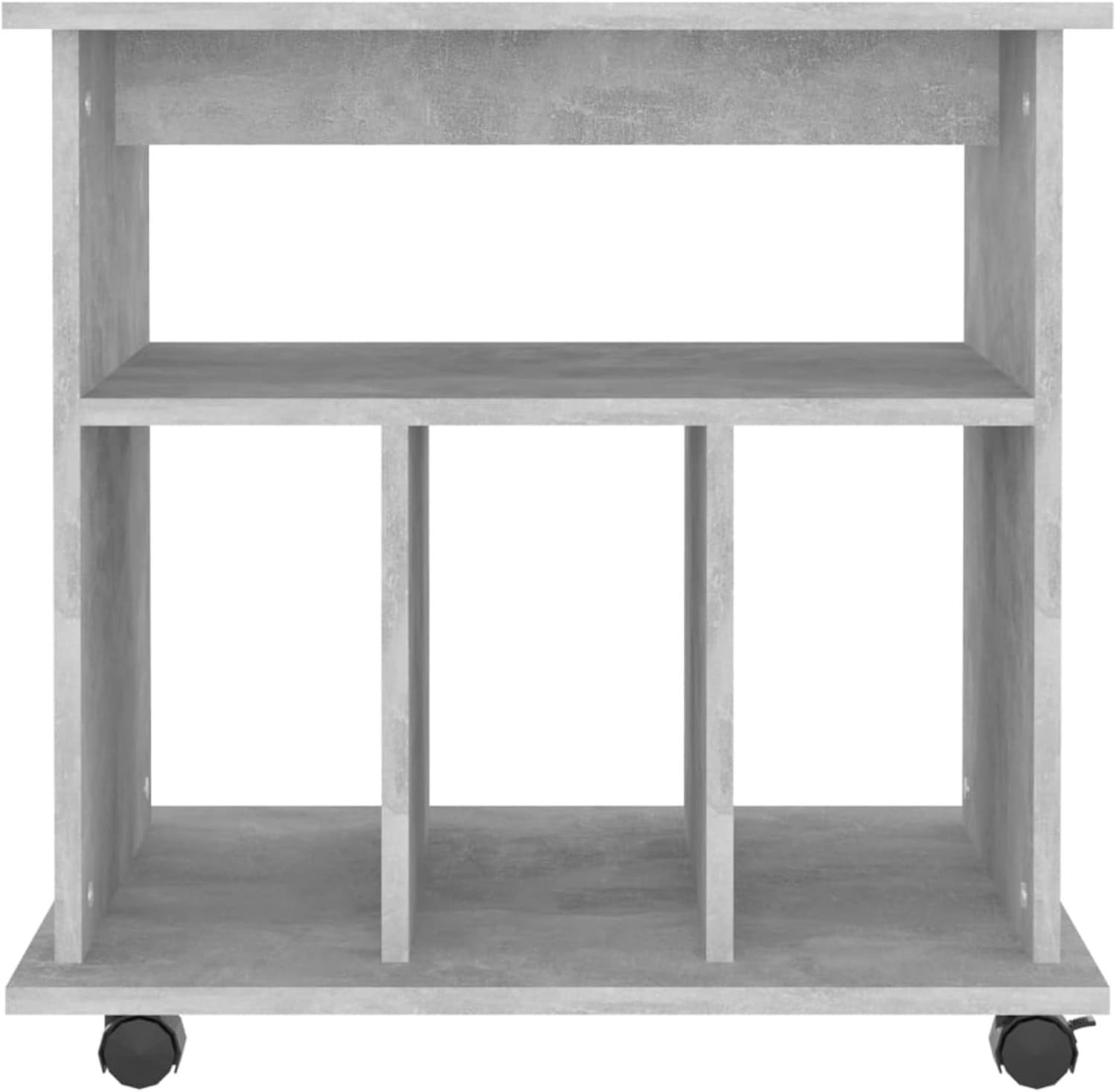Concrete Grey Rolling File Cabinet Wooden Under Desk Storage Unit