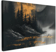 Gold Black Forest Canvas Wall Art 60x40cm Framed Modern Decor