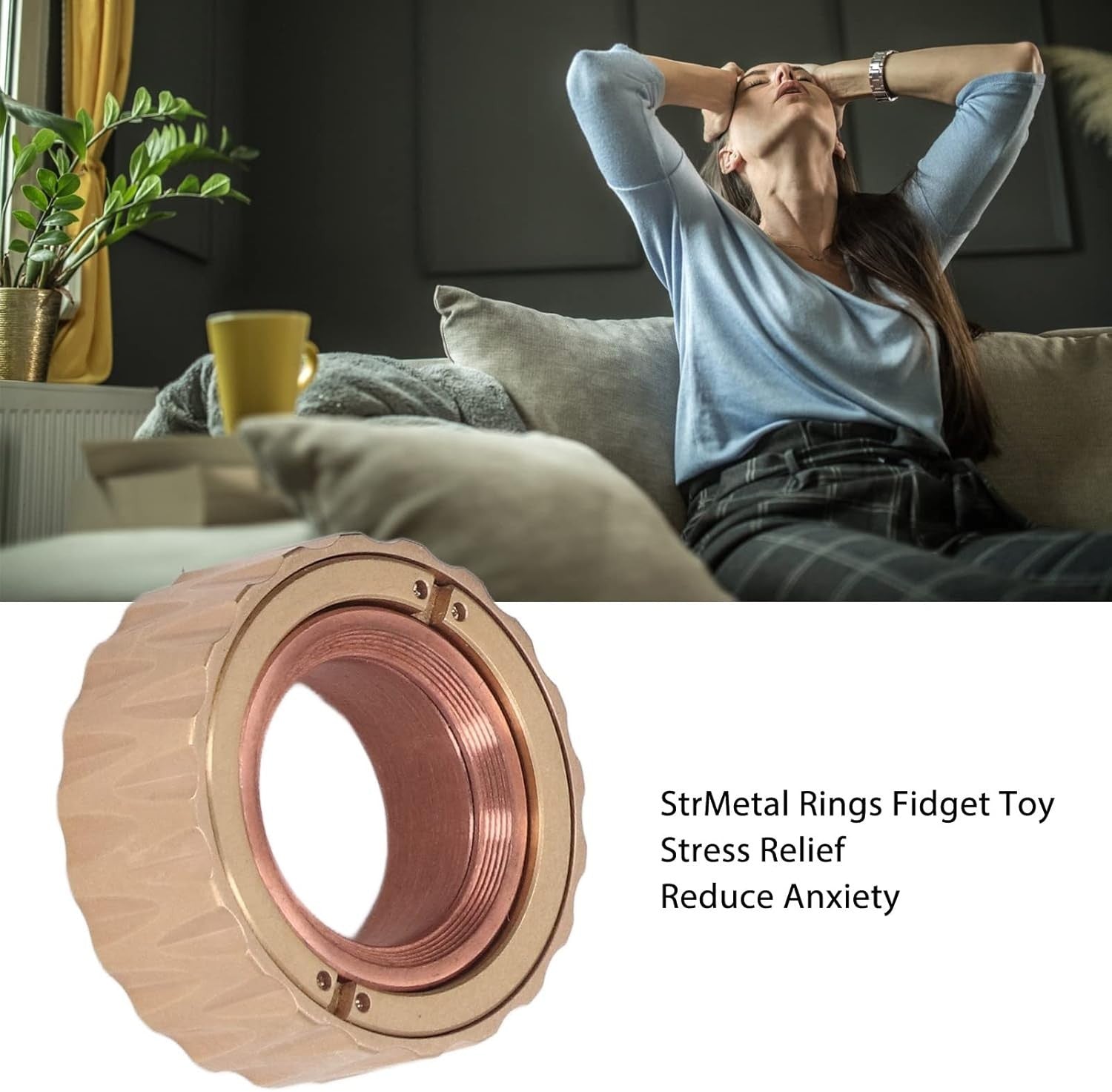 Magnetic Fidget Ring Metal Stress Relief Anxiety Focus EDC Toy