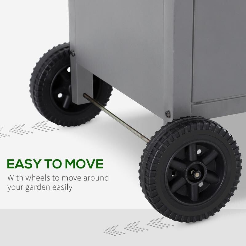 4+1 Burner Gas BBQ Grill with Thermometer, Side Shelves, Cabinet & Wheels
