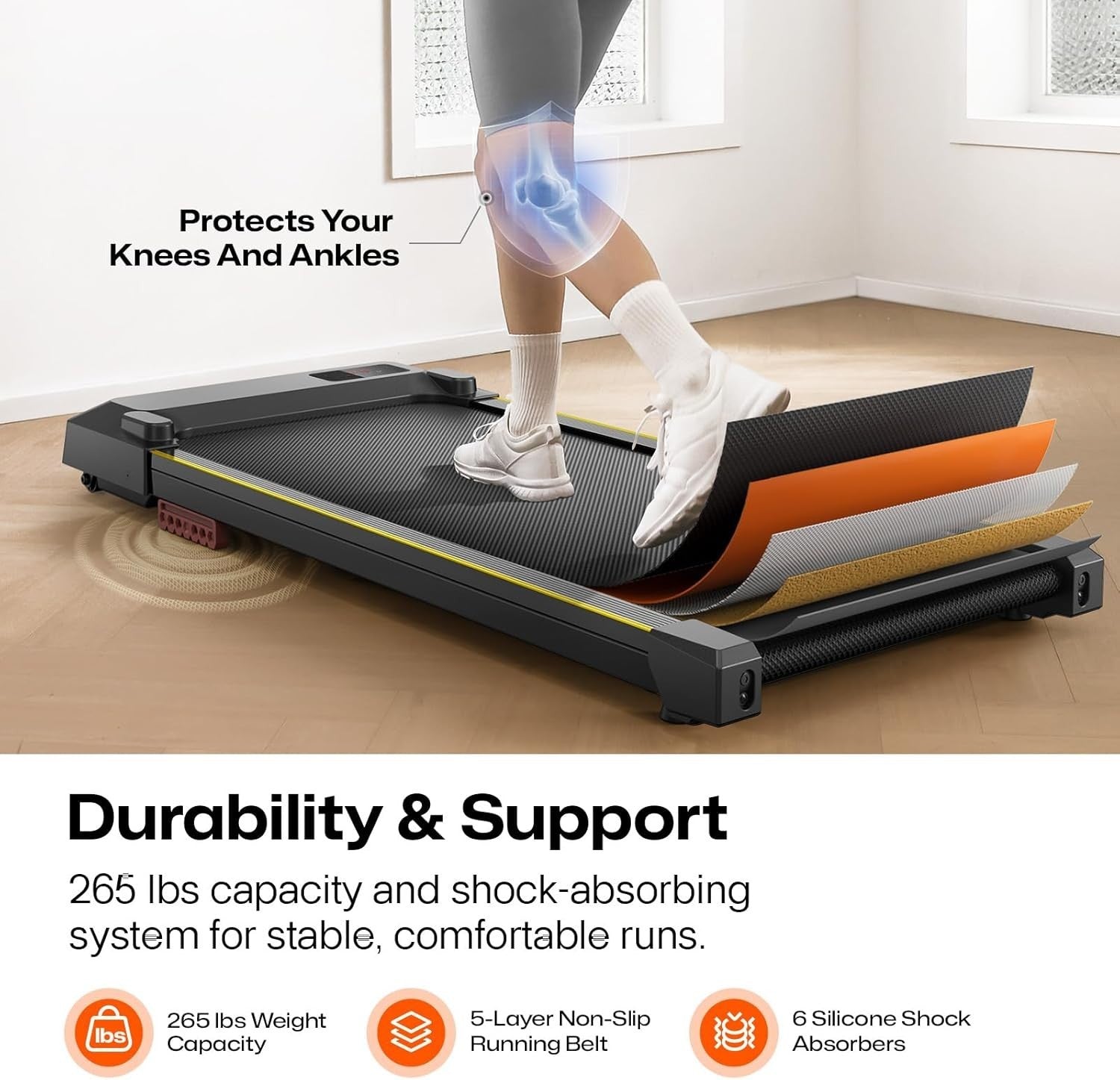 Compact 3-in-1 Walking Treadmill for Home & Office – Quiet, Portable, App-Contro