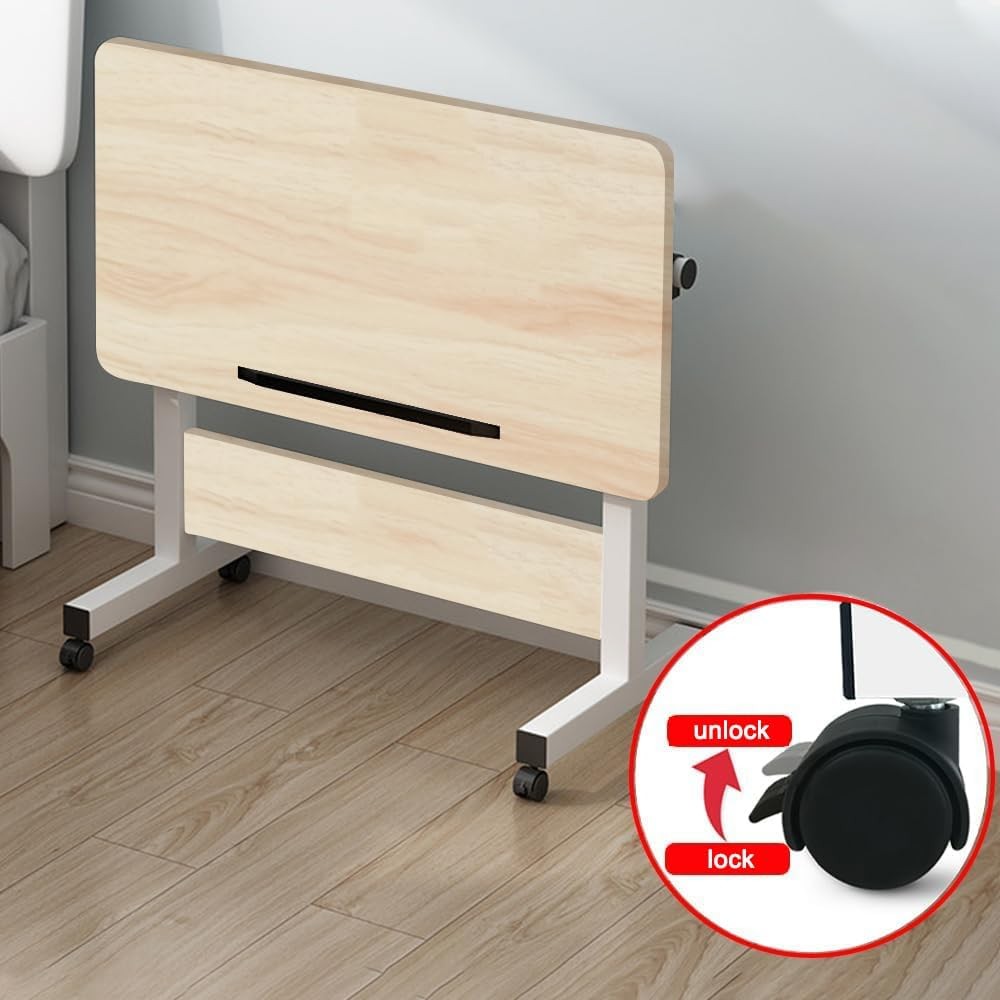 Height Adjustable Standing Desk on Wheels Laptop Table Small Office 80x40cm