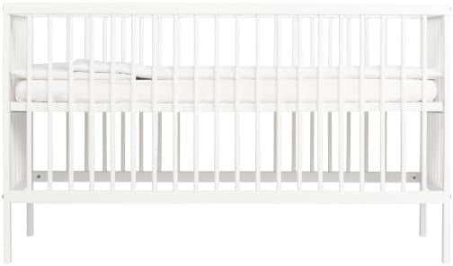 Space Saving Baby Wooden Cot Bed Adjustable Height Toddler Bed White