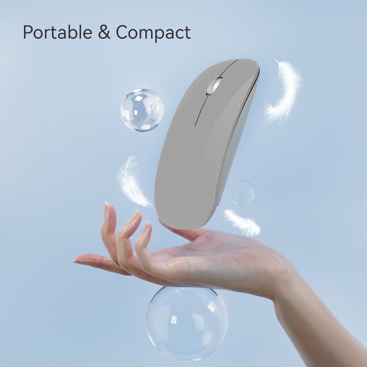 Slim Silent Bluetooth Mouse Triple Mode Rechargeable USB-C Laptop PC Tablet