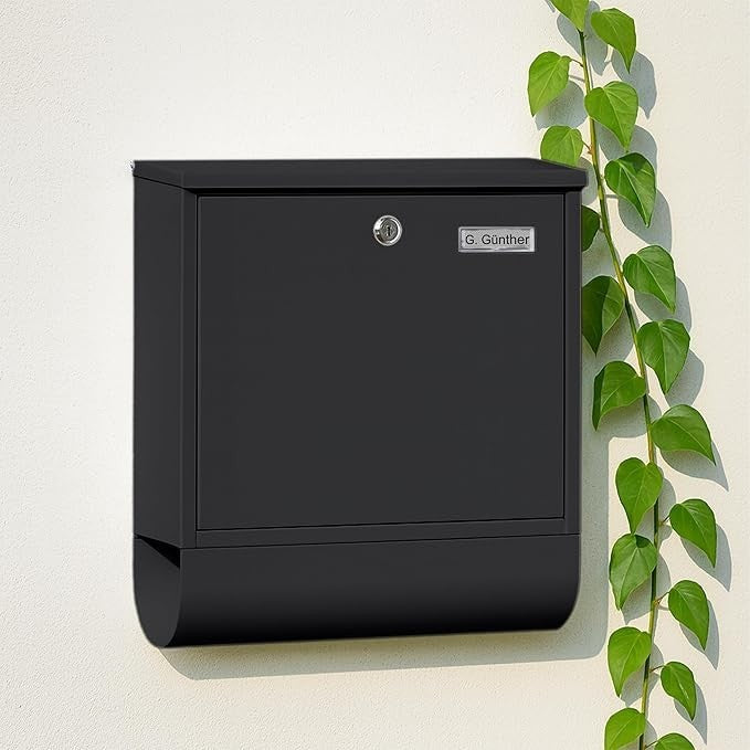 Wall Mounted Lockable Mailbox w/ Newspaper Holder – Weatherproof Iron Postbox