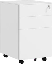Locking Steel Rolling File Cabinet 3 Drawer A4 Legal Under Desk Unit