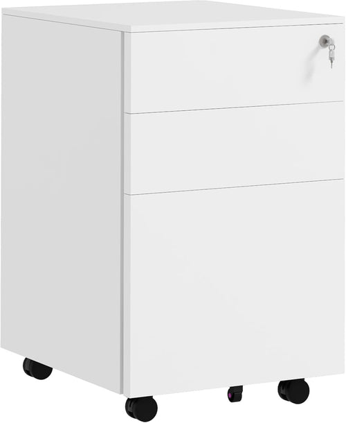 Locking Steel Rolling File Cabinet 3 Drawer A4 Legal Under Desk Unit