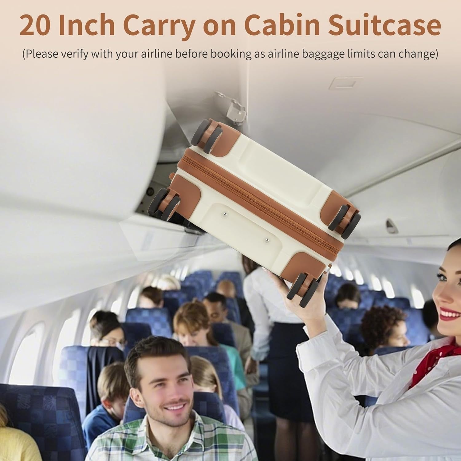 20” Cabin Suitcase for EasyJet Lightweight PP Hard Shell Spinner Wheels TSA Lock