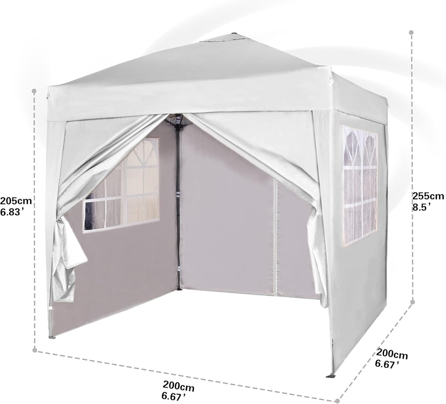 2x2m Pop Up Gazebo Waterproof w/ Sides White Silver Protective Canopy