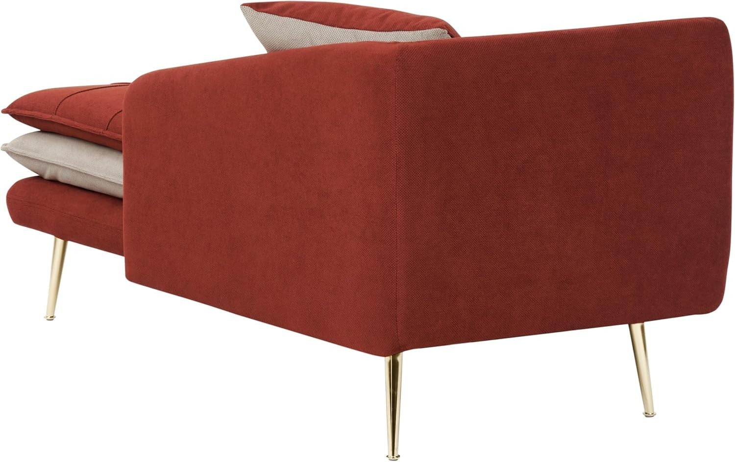 Left Hand Red Tufted Chaise Lounge with Thick Cushions & Pillows Living Room