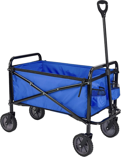 Collapsible Garden Wagon Foldable Utility Cart Adjustable Height 120kg Blue