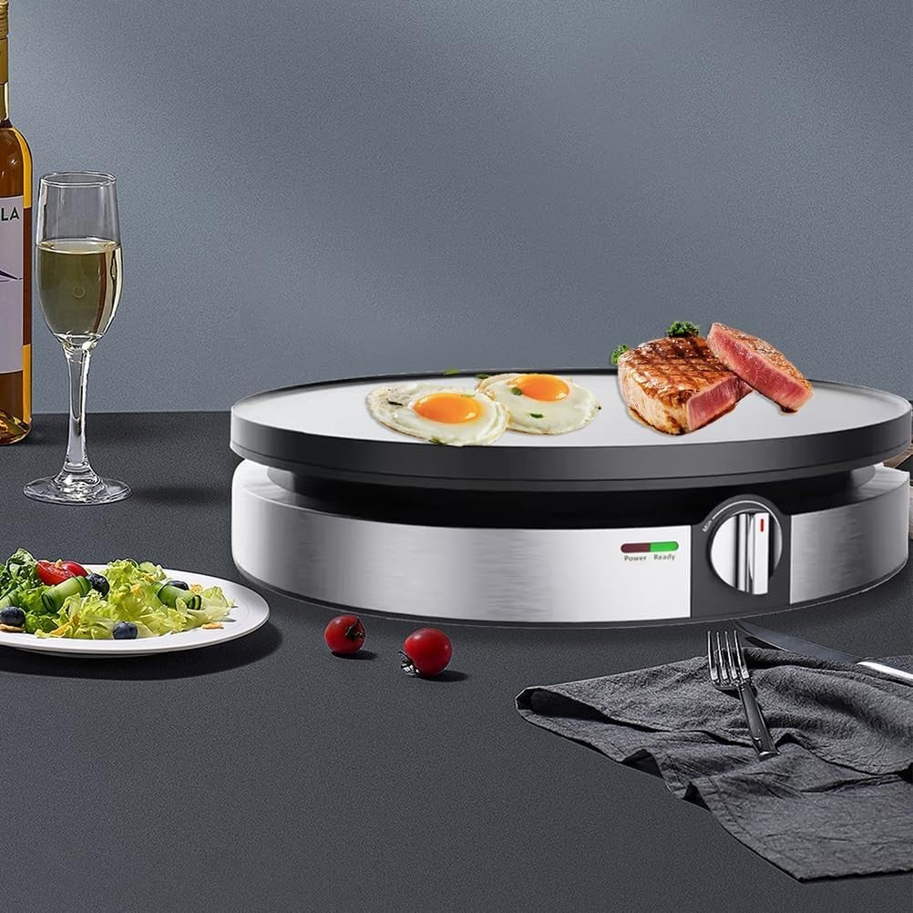 Electric Crepe Maker 1100W Nonstick Grill Plate – Thermostatic Temp Control