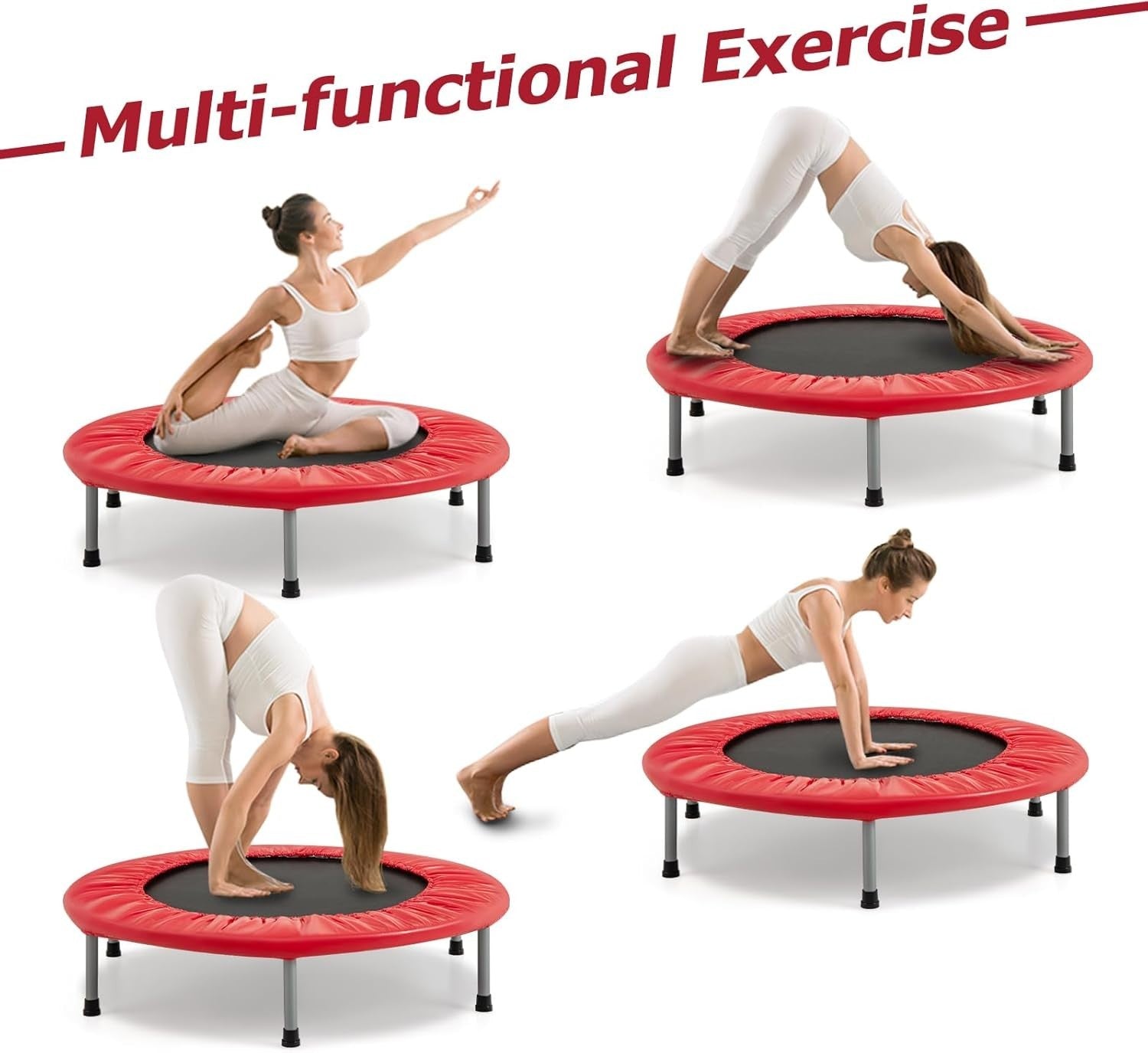 Compact 38in Folding Exercise Trampoline Padded Rebounder 150KG