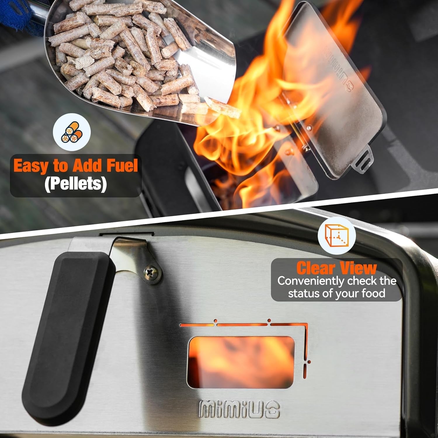 Outdoor Pellet Pizza Oven 500°C Auto Rotating Stone | Stainless Steel BBQ Cooker