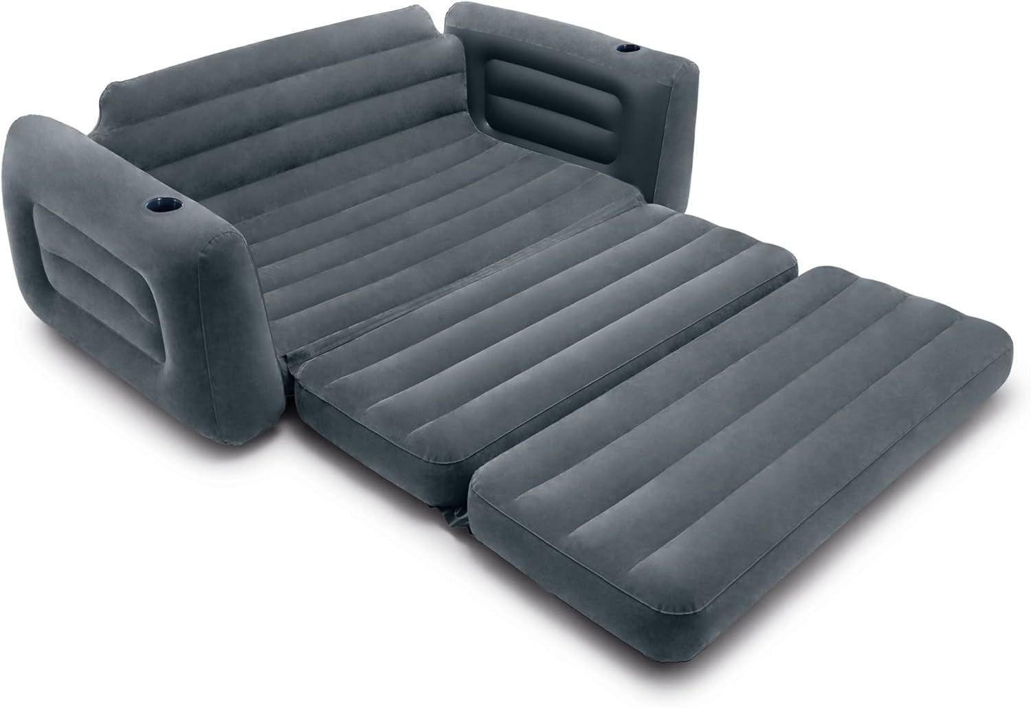 Queen Inflatable Sofa Bed 2-in-1 Air Grey Mattress Waterproof Flocked Top