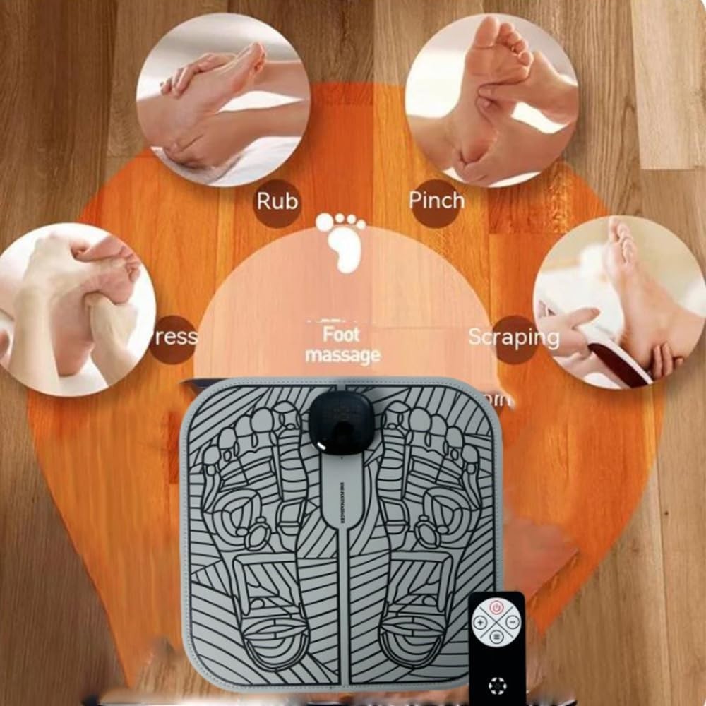 Portable Electric Foot Massager Mat Pad Remote Control Pain Relief