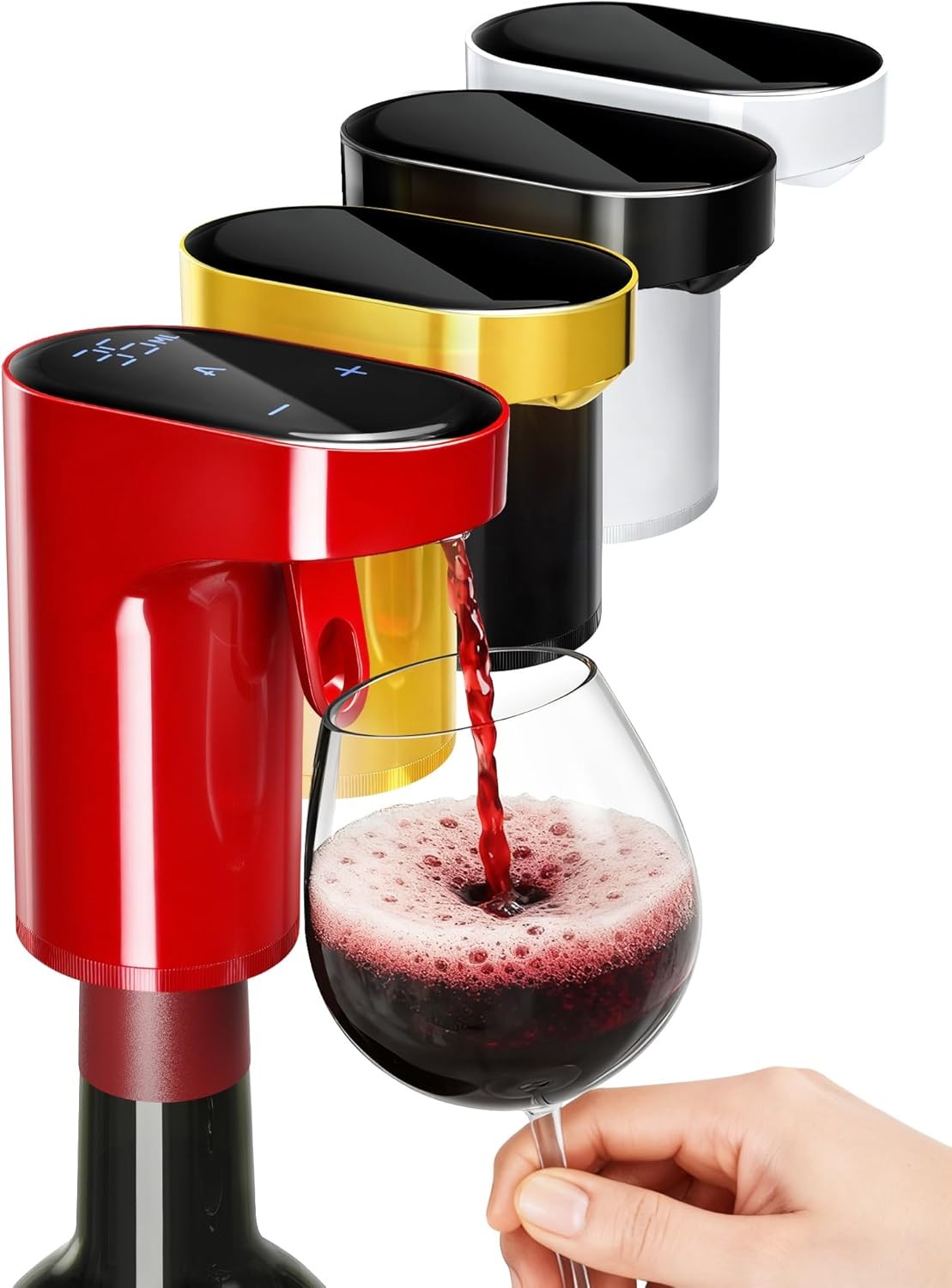 5-in-1 Electric Wine Aerator Dispenser Red USB Recharge Smart Adjustable 990ml