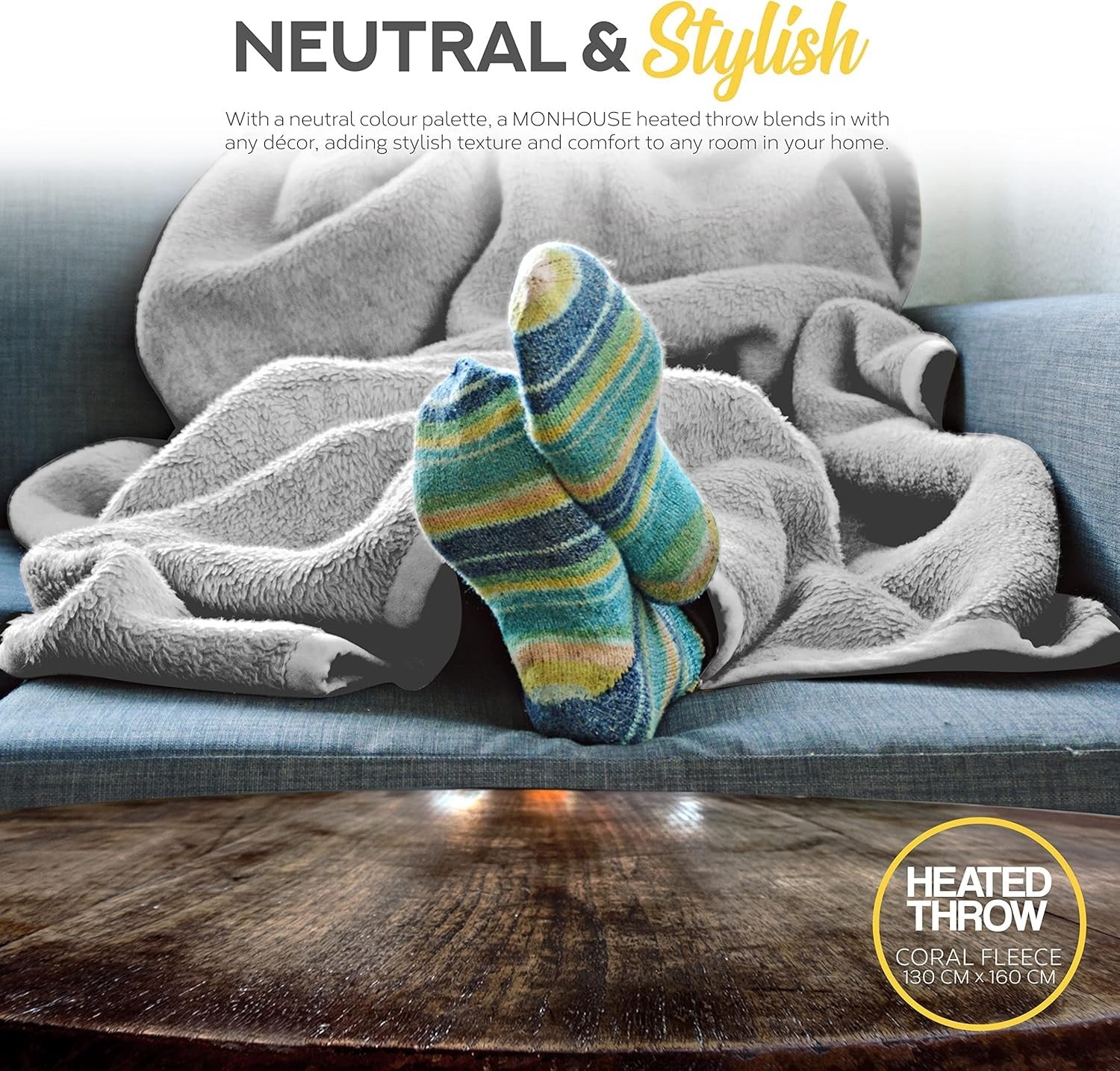 Electric Heated Throw Blanket 130x160cm 9 Heat Levels Timer Washable Silver